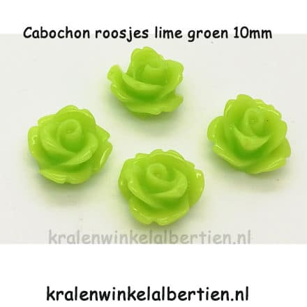 Roos 1mm cabochons lime groen plat 3d