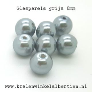 grijze glazen parel kralen 8mm