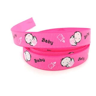 Roze lint 1cm breed grosgrain baby's kado maken geboorte meisjes