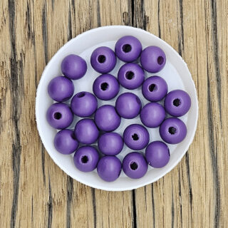 Ronde houten kraal paars 1cm