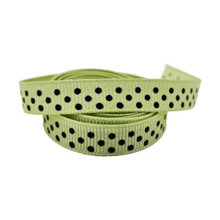 Grosgrain lint groen met zwarte stippen