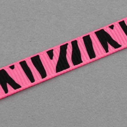 Lint zebra print roze zwart grosgrain