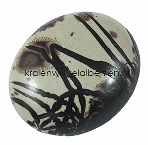 4 acryl kralen bruin met beige en zwarte strepen 23mm