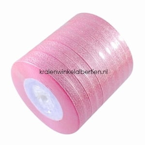 Roze glitter lint 7mm breed