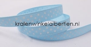 Grosgrain lichtblauw witte stippen 1cm