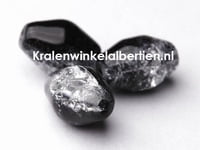 crakele glaskraal ovaal 23mm zwart transparnt