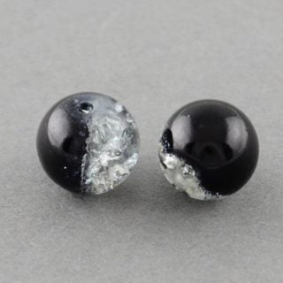 Crackle glaskralen zwart 6mm rond