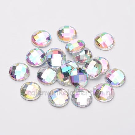 Strass cabochon transparant ab kleur 10mm 10 stuks