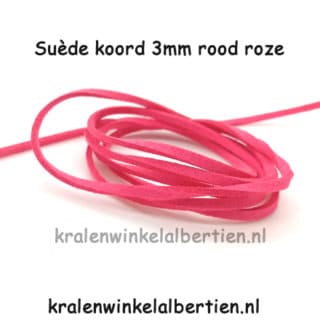 Suède veter rood roze 3mm breed