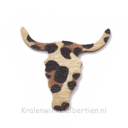 Buffelskull faux leren hanger luipaard print trendy sieraden maken DIY tijgerprint panterprint