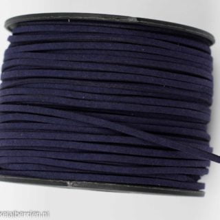 Suède veters 3mm donkerblauw faux