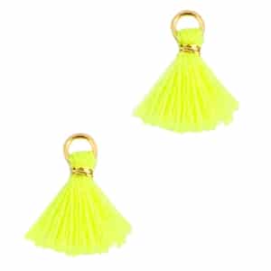 Mini kwastjes neon geel
