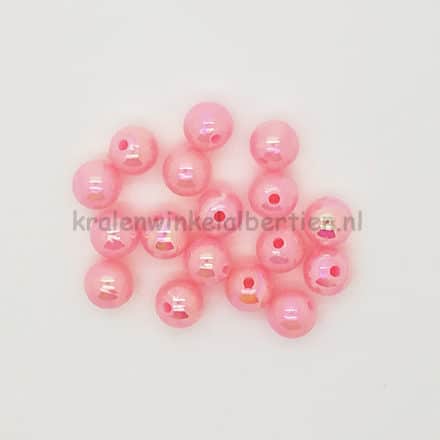 Ronde roze kralen ab glans kleur lichtroze 8mm acryl sieraden maken kids