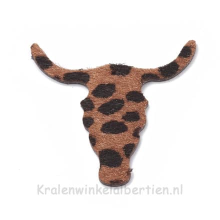 Buffel schedel bedel leopard print dark brown groot