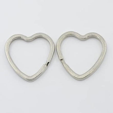 Sleutelring hart sleutelringen hartjes dubbele loop sleutelhangers zilverkleurig