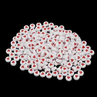 Kralen met rode hartjes wit rood hartje hart letterkralen 7mm