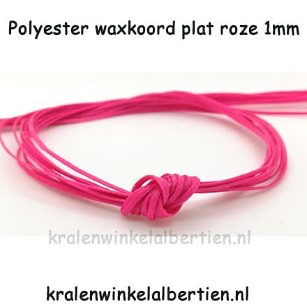 Polyester plat waxkoord roze 1mm 5 meter