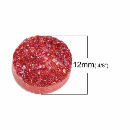 12mm cabochon donker roze druzy