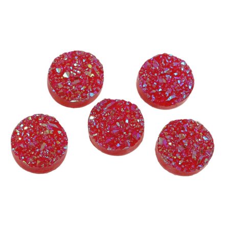 Cabochon rood 12mm druzy 2 stuks