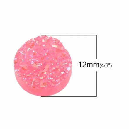 Cabochon roze 12mm druzy