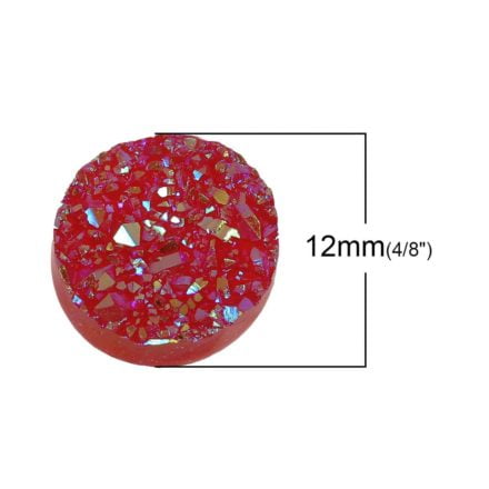 Crystal cabochon 12mm rood