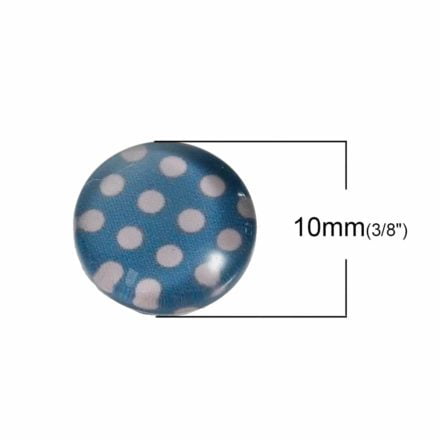 10mm glas cabochon blauw