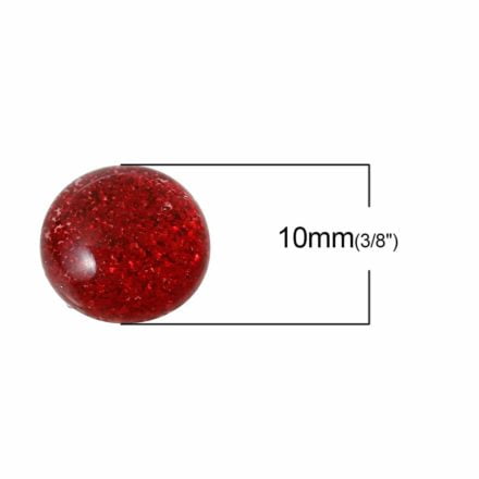 Cabochon 10mm glitter rood