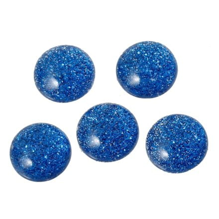 Cabochon blauw glitter