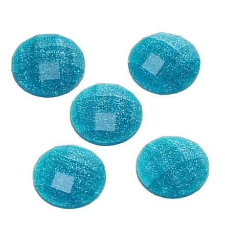 Cabochon facet blauw glitter turqoise