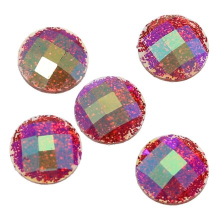 Cabochon facet rood glitter