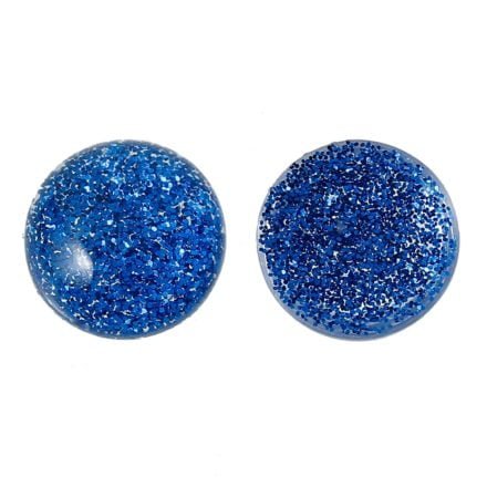 Cabochon blauw glitter 12mm 2x