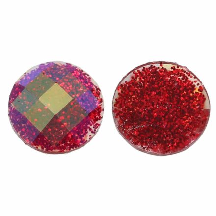 Cabochons facet rood glitter