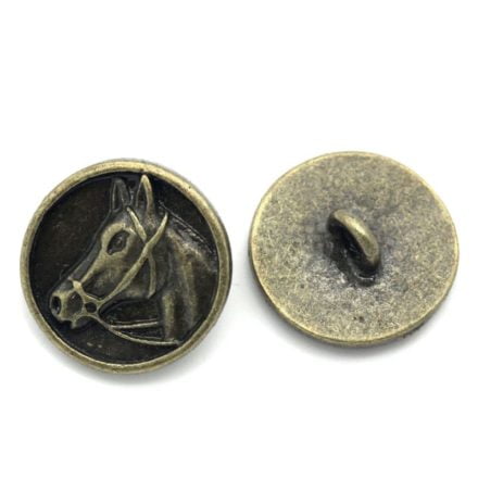 Knopen met paardenhoofd brons