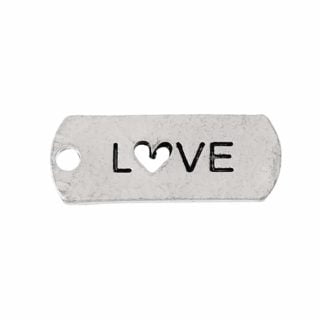 Love bedels zilver met hartje tag