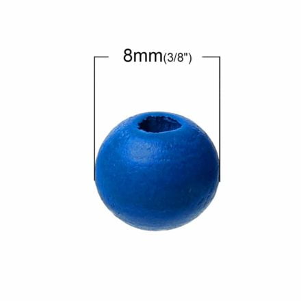 Houten kralen blauw kobalt 8mm