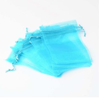 Organza zakjes aqua blauw