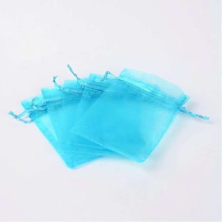 Aqua blauwe organza zakjes