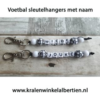 Naamsleutelhangers voetbal kralen