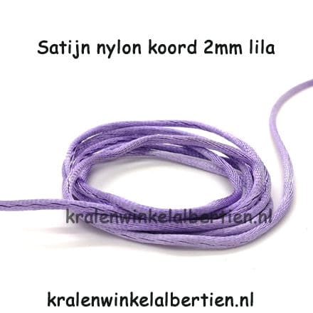 Zijde koord nylon 2mm dik lila satijnen koord