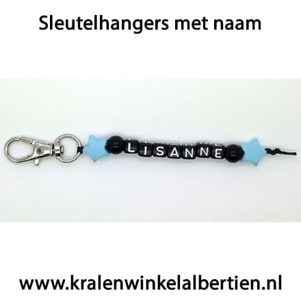 Trakteren sleutelhangers met naam blauw zwart