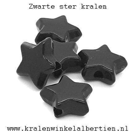 Sterren kraal zwart 10mm