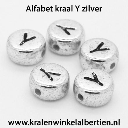 Letterkralen plat rond zilver 7mm Y