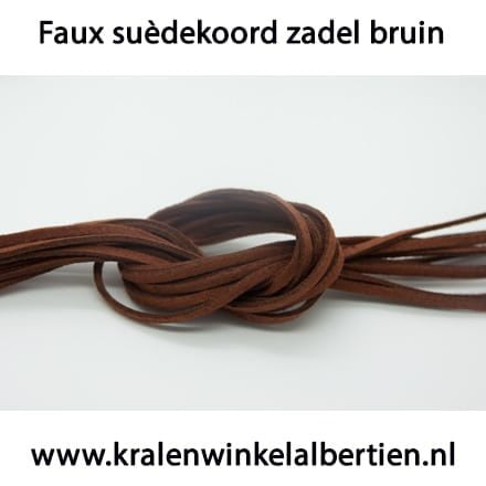 Suède veters zadel bruin 3mm faux