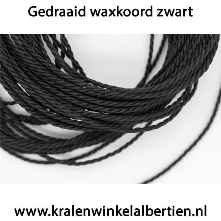 Waxdraad zwart kralen rijgen 1.5mm dik