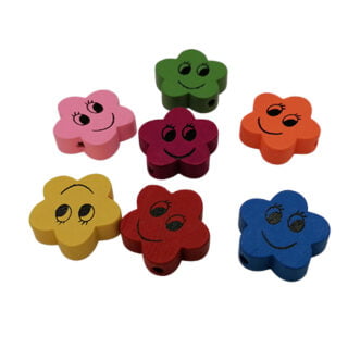 Kraal bloemetje mixed color smiley kinderkralen