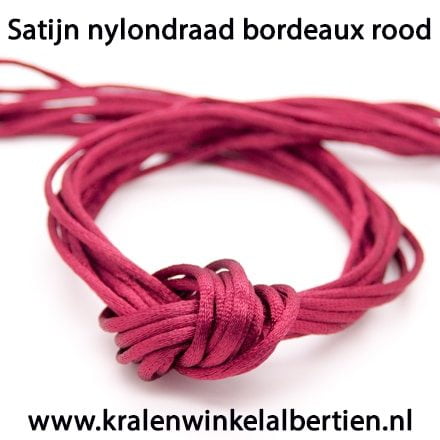 Nylonkoord bordeaux rood 2mm zijdeachtig