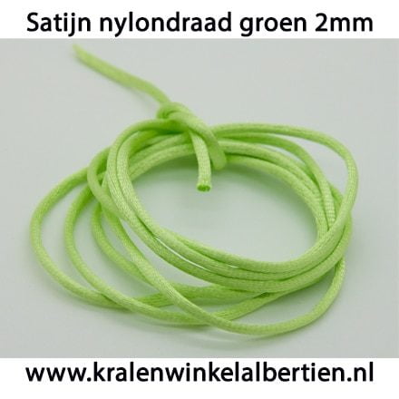 Satijnen nylon koord 2mm groen