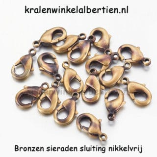 Sieraden slotje brons 12mm nikkelvrij loodvrij cadmiumvrij