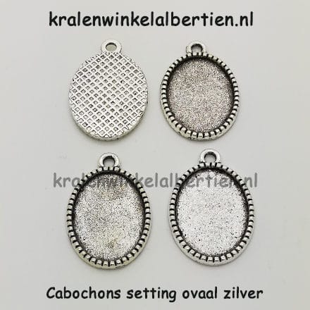 ovalen cabochon setting zilverkleurig