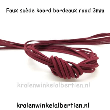 Suède veter bordeaux rood 3mm